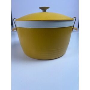 VTG 1960s Sunfrost Therm-o-Ware GoldenRod Yellow Lock Lid Bucket Serving Dish